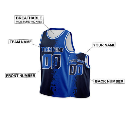 Custom Black Royal-White Authentic Spilt Fashion Basketball Jersey
