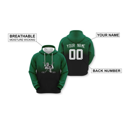 Custom Sports Pullover Sweatshirt Hockey Split Map Dallas Fashion Hoodie
