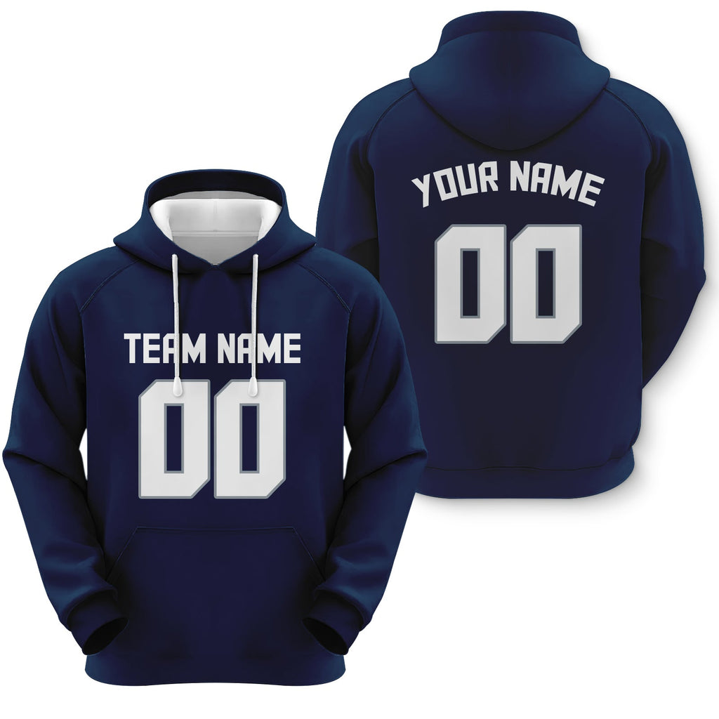 Custom Navy White-Gray Sports Pullover Sweatshirt Football Hoodie1