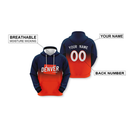 Custom Sports Pullover Sweatshirt City Denver Map Split Fashion Football Hoodie