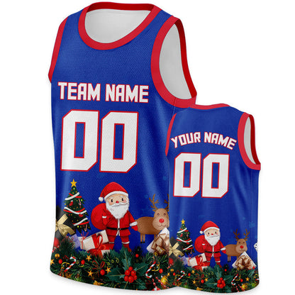 Christmas Day Custom Royal White-Red Santa Claus Authentic Basketball Jersey
