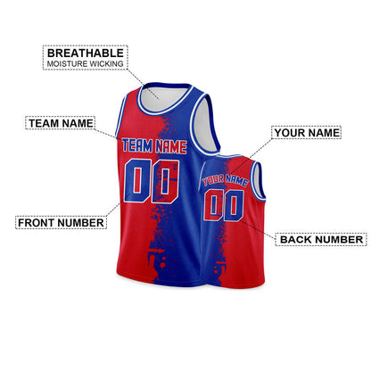Custom Red Royal-White Authentic Spilt Fashion Basketball Jersey2