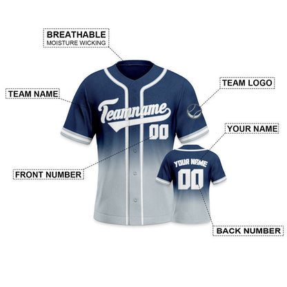 Custom Navy Gray-White Authentic Fade Fashion Baseball Jersey2