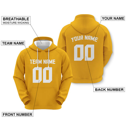 Custom Gold White Sports Pullover  Sweatshirt Football Hoodie