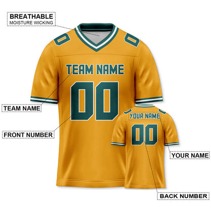Custom Gold Kelly Green Mesh Authentic Football Jersey