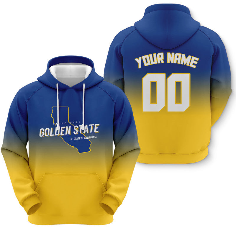 Custom Sports Pullover Sweatshirt Basketball Split State Map Golden State  Fashion Hoodie