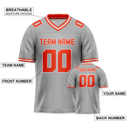 Custom Gray Orange Mesh Authentic Football Jersey