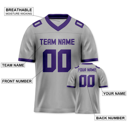 Custom Gray Purple Mesh Authentic Football Jersey