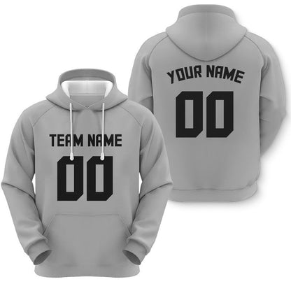 Custom Gray Black Sports Pullover  Sweatshirt Football Hoodie