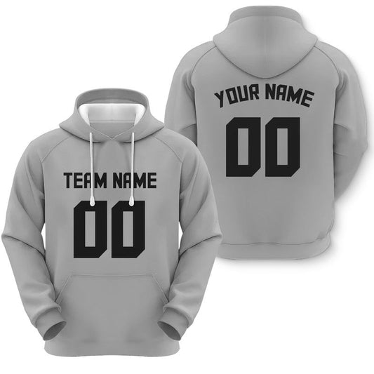 Custom Gray Black Sports Pullover  Sweatshirt Football Hoodie