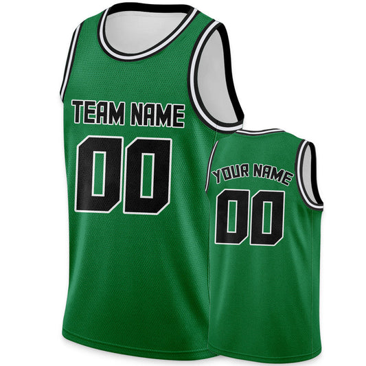 Custom Green Black Round Neck Rib-Knit Basketball Jersey