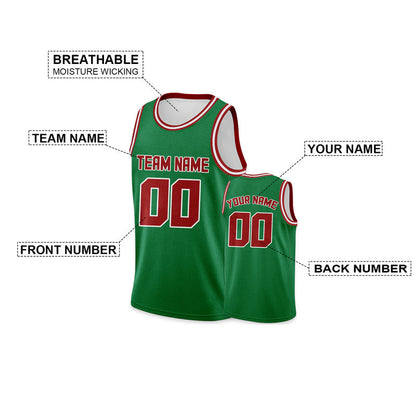 Custom Green Red Round Neck Rib-Knit Basketball Jersey