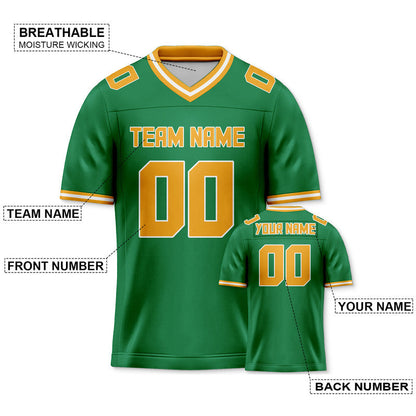 Custom Green Gold Mesh Authentic Football Jersey