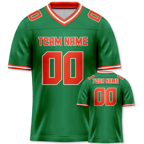Custom Green Orange Mesh Authentic Football Jersey