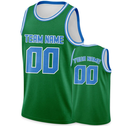 Custom Green Powder Blue Round Neck Rib-Knit Basketball Jersey