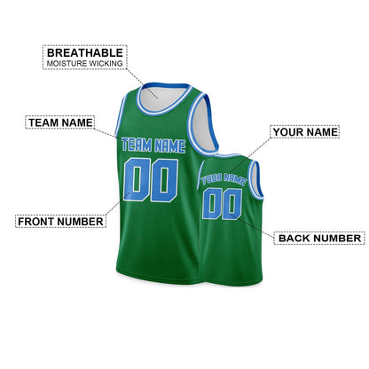 Custom Green Powder Blue Round Neck Rib-Knit Basketball Jersey