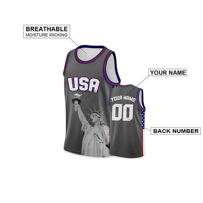 Grey Statue Of Liberty Basketball Jersey