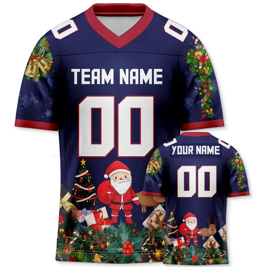 CHRISTMAS DAY CUSTOM NAVYWHITE-RED SANTA CLAUS AUTHENTIC FOOTBALL JERSEY1