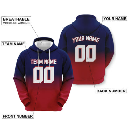Custom Blue White-Red Sports Pullover  Sweatshirt Split  Fashion Football Hoodie
