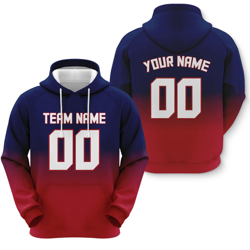 Custom Blue White-Red Sports Pullover  Sweatshirt Split  Fashion Football Hoodie