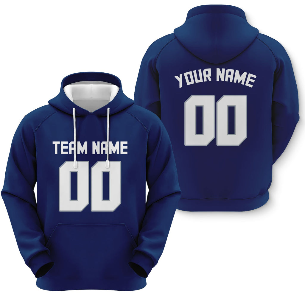 Custom Navy White-Gray Sports Pullover  Sweatshirt Football Hoodie