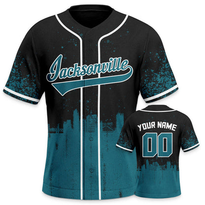 Custom 3D Graffiti Black Aqua-White Authentic Baseball Silhouette Jersey