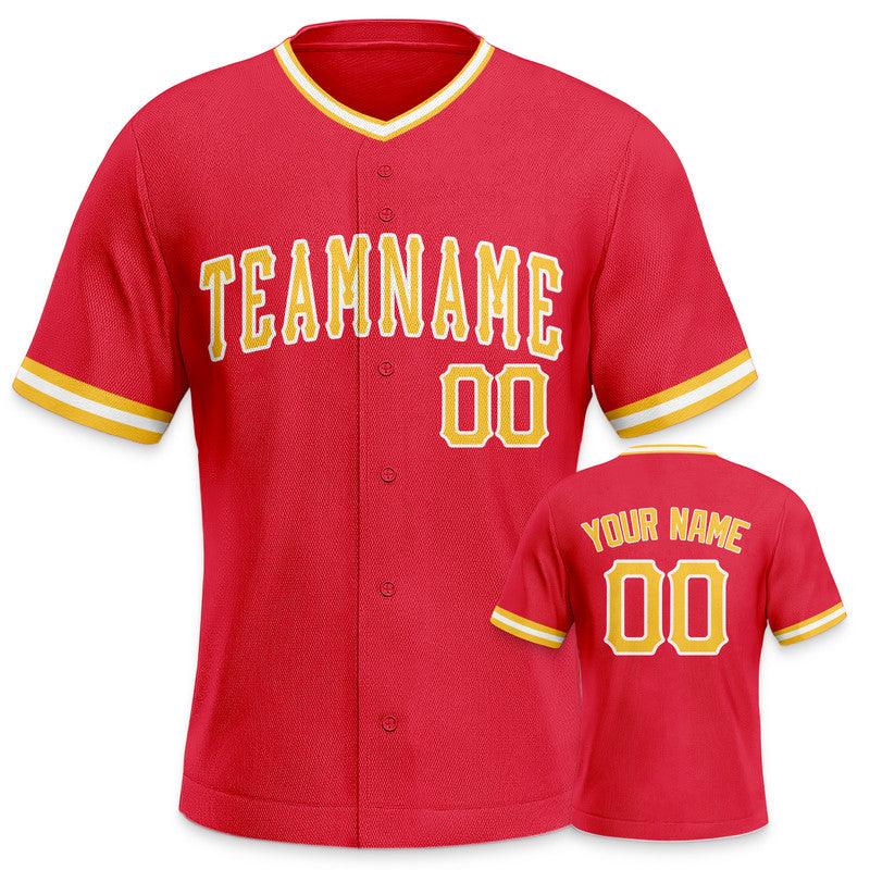 Custom Red Gold-White Authentic Baseball Jersey-1 - Fans4Shop
