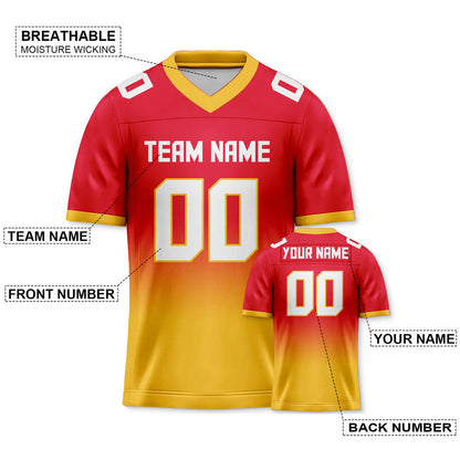 Custom Red Gold-White Authentic Split Fashion Football Jersey