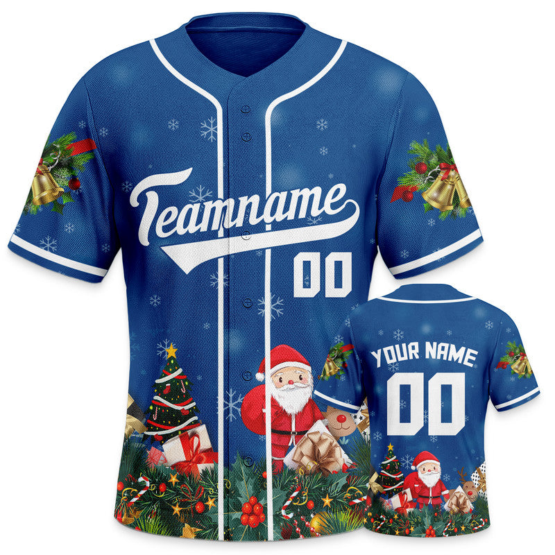 Christmas Day Custom Royal White Santa Claus Authentic Baseball Jersey
