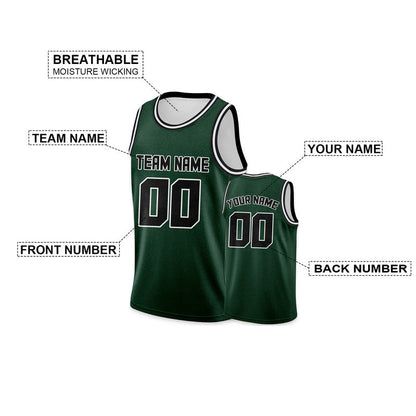 Custom Kelly Green Black Round Neck Rib-Knit Basketball Jersey