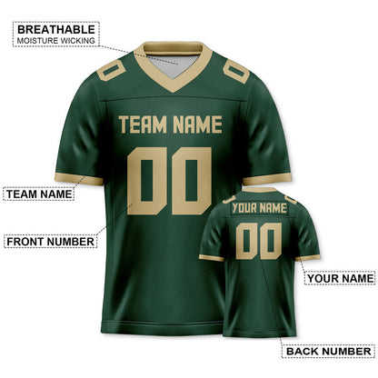 Custom Kelly Green Old Gold Mesh Authentic Football Jersey