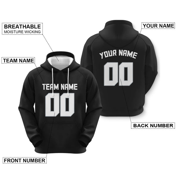 Custom Black White-Gray Sports Pullover  Sweatshirt Football Hoodie