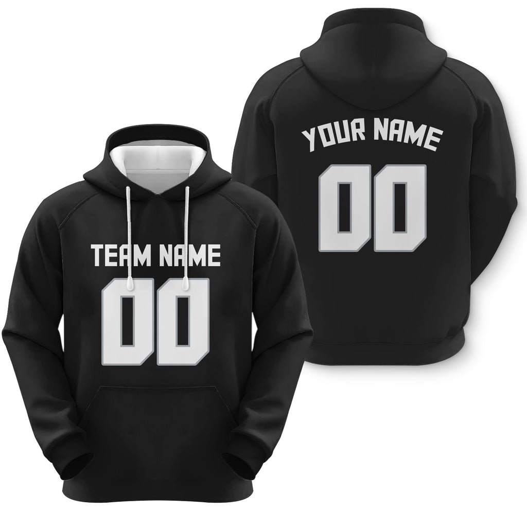 Custom Black White-Gray Sports Pullover  Sweatshirt Football Hoodie