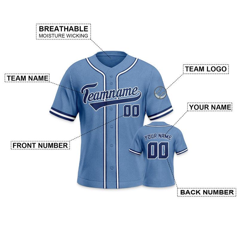 Custom Light Blue Navy-White Authentic Baseball Jersey