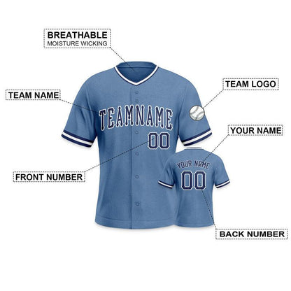 Custom Light Blue Navy-White Authentic Baseball Jersey-1