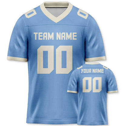 Custom Light Blue Cream Mesh Authentic Football Jersey