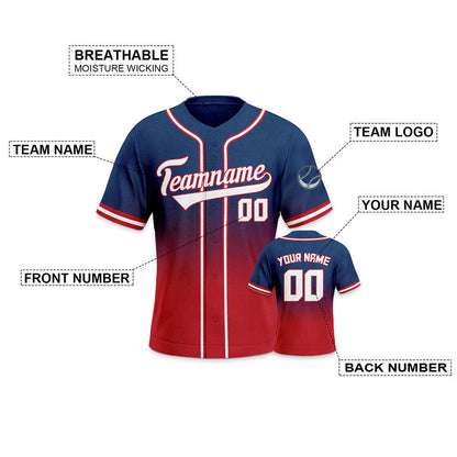 Custom Royal Red-White Authentic Fade Fashion Baseball Jersey4