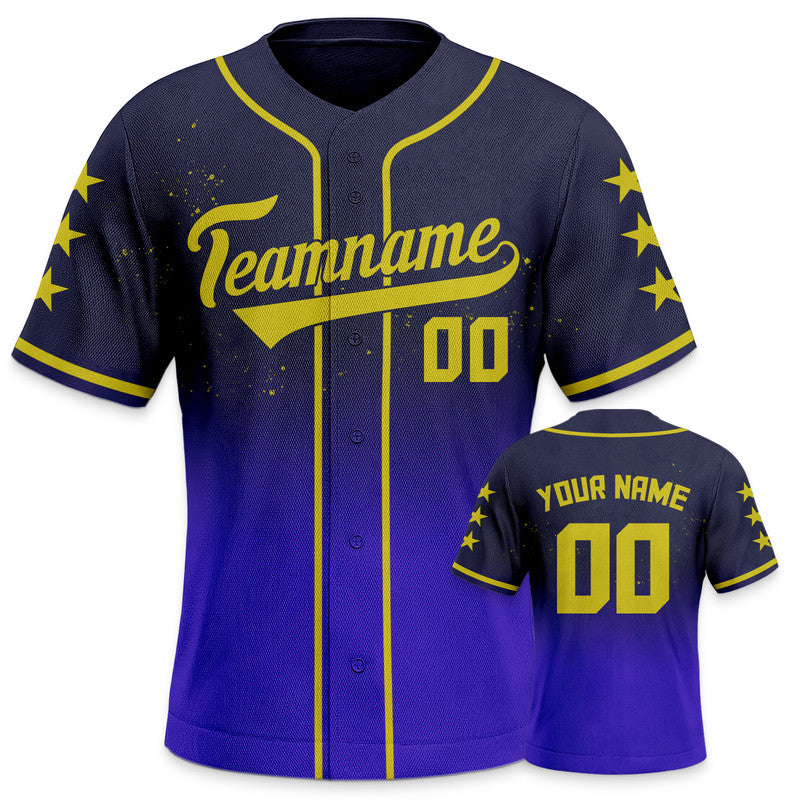 Custom Navy Royal-Gold Creative  Cool Concept Authentic Baseball Jersey