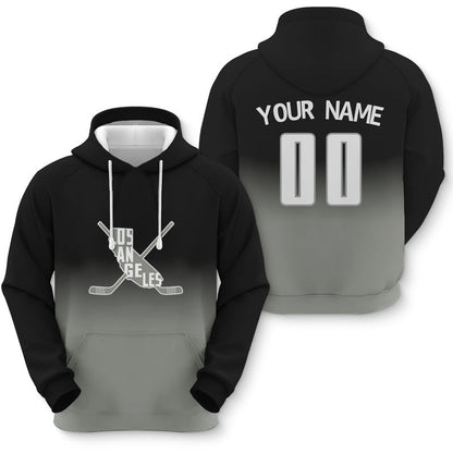 Custom Sports Pullover Sweatshirt Hockey Split Map Los Angeles  Fashion Hoodie