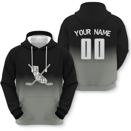 Custom Sports Pullover Sweatshirt Hockey Split Map Los Angeles  Fashion Hoodie