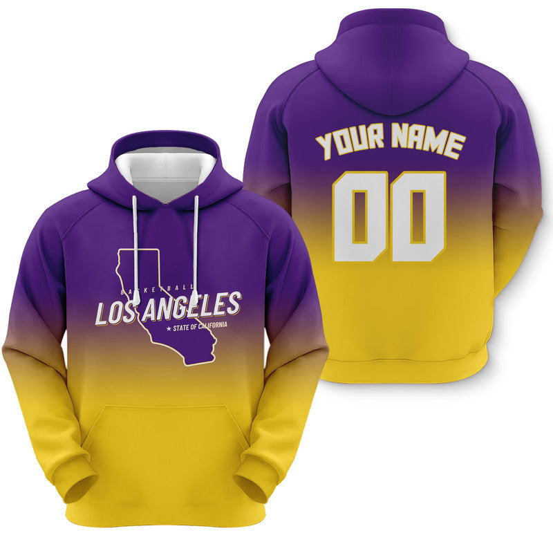 Custom Sports Pullover Sweatshirt Basketball Split State Map Los Angeles Fashion Hoodie1
