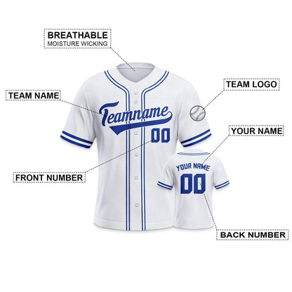 Custom White Blue-White Authentic Classic Baseball Jersey
