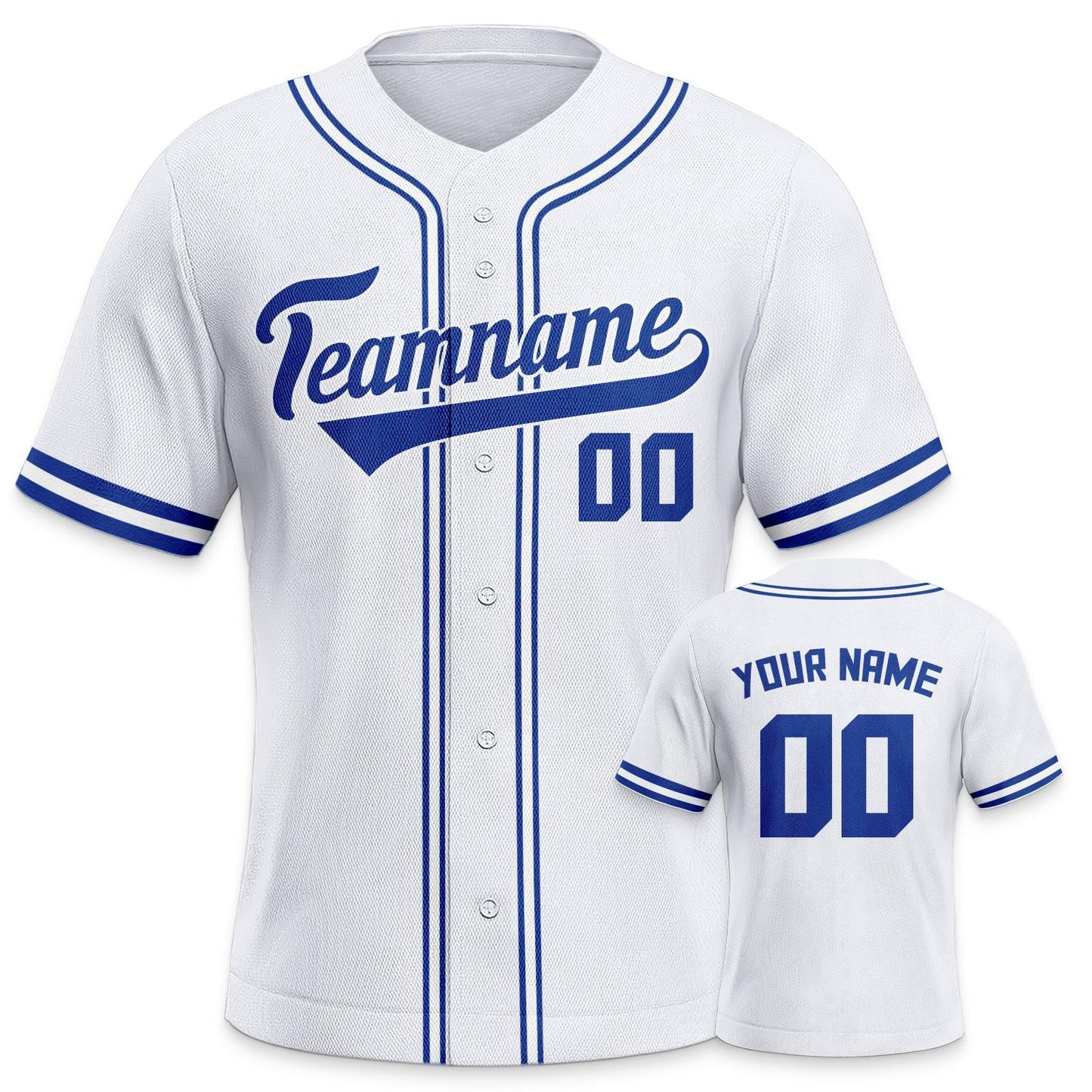 Custom White Blue-White Authentic Classic Baseball Jersey