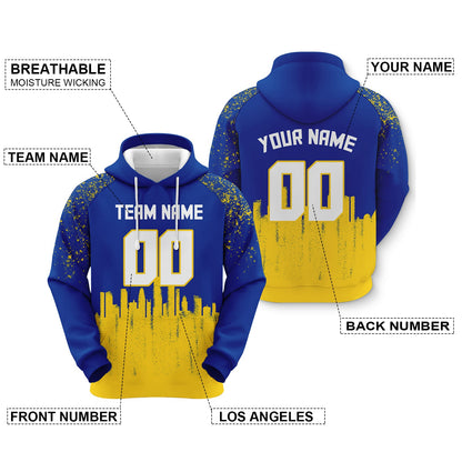 Custom Sports Pullover Sweatshirt  Graffiti City Los Angeles Fashion Football Hoodie