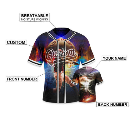 Custom 3D Pattern Design Colorful Space Authentic Baseball Jersey
