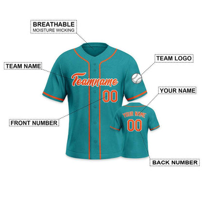 Custom Aqua Orange-White Authentic Baseball Jersey-3