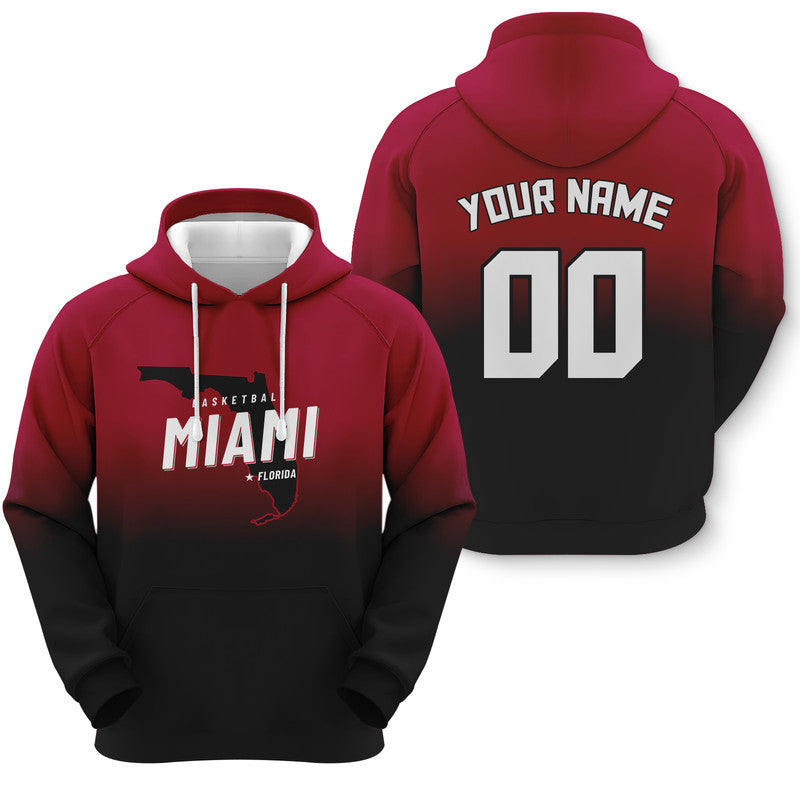 Custom Sports Pullover Sweatshirt Basketball Split State Map Miami  Fashion Hoodie