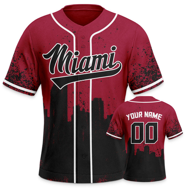 Custom 3D Graffiti Red Black-White Authentic Baseball Silhouette Jersey
