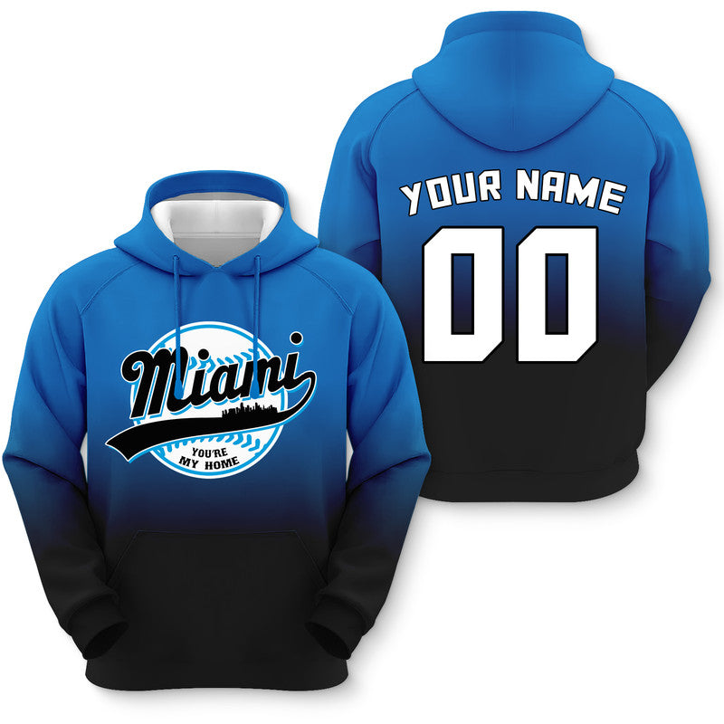Custom Sports Pullover Sweatshirt Baseball City Miami You're My Home Split Fashion Hoodie