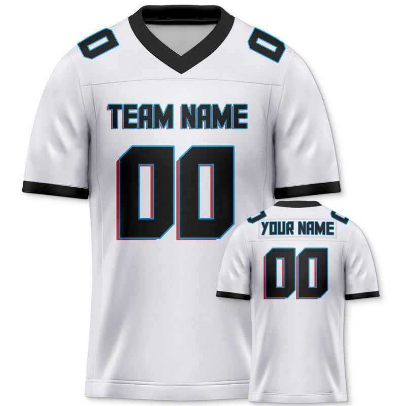 Custom White Black-Powder Blue Mesh Authentic Football Jersey